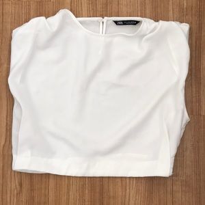 Zara Flowy Crop Top With Shoulder Pad